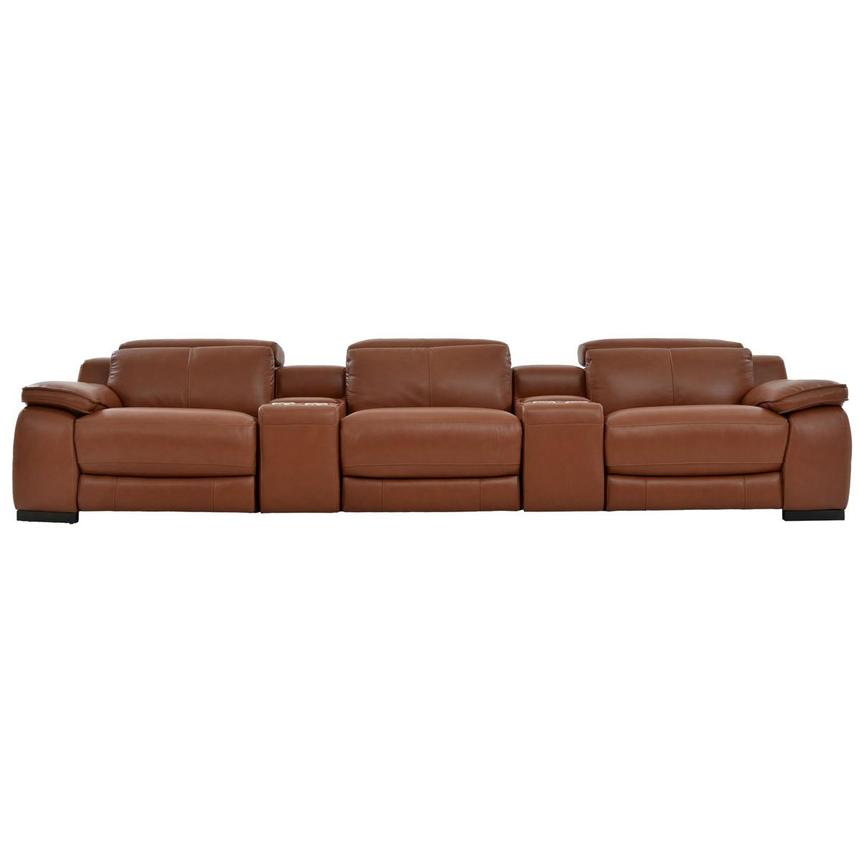 Gian Marco Tan Home Theater Leather Seating with 5PCS/3PWR main image, 1 of 10 images.