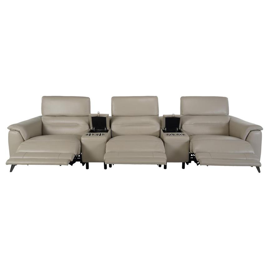 Anabel Cream Home Theater Leather Seating with 5PCS/3PWR  alternate image, 3 of 10 images.