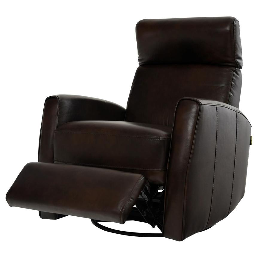 Lucca Brown Leather Power Swivel Glider Recliner alternate image, 3 of 10 images.
