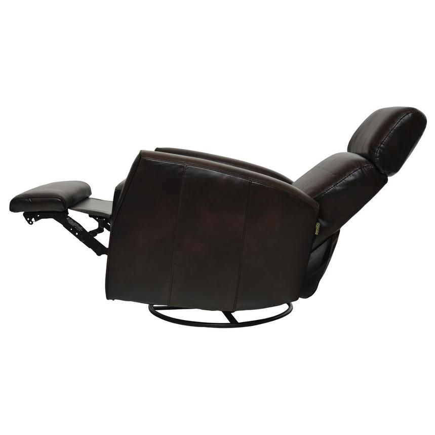 Lucca Brown Leather Power Swivel Glider Recliner  alternate image, 5 of 10 images.