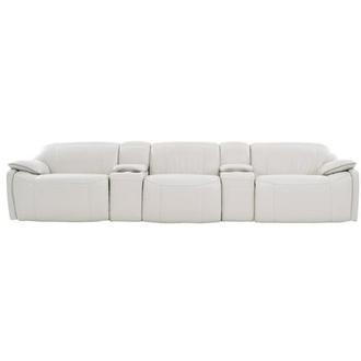 Austin Light Gray Home Theater Leather Seating with 5PCS/2PWR