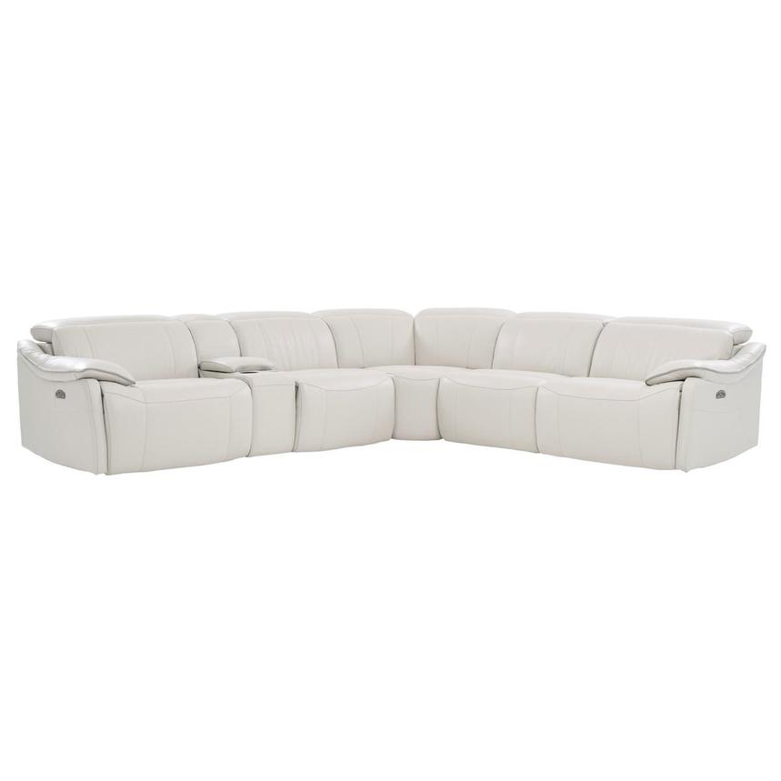 Austin Light Gray Leather Power Reclining Sectional with 6PCS/2PWR  main image, 1 of 9 images.