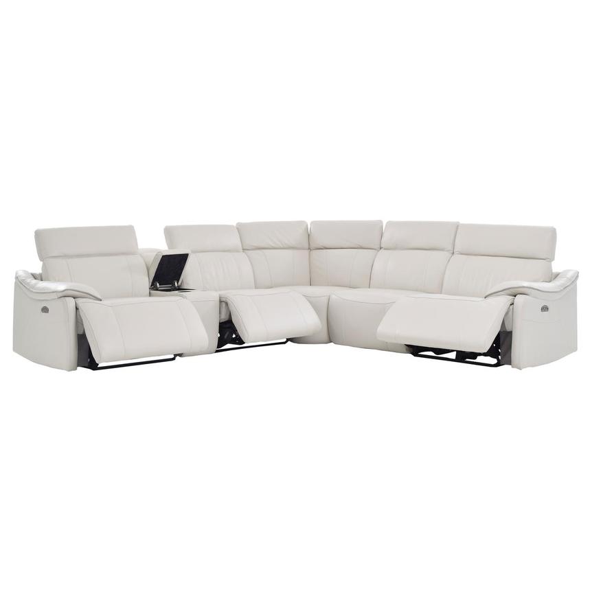 Austin Light Gray Leather Power Reclining Sectional with 6PCS/3PWR  alternate image, 3 of 10 images.