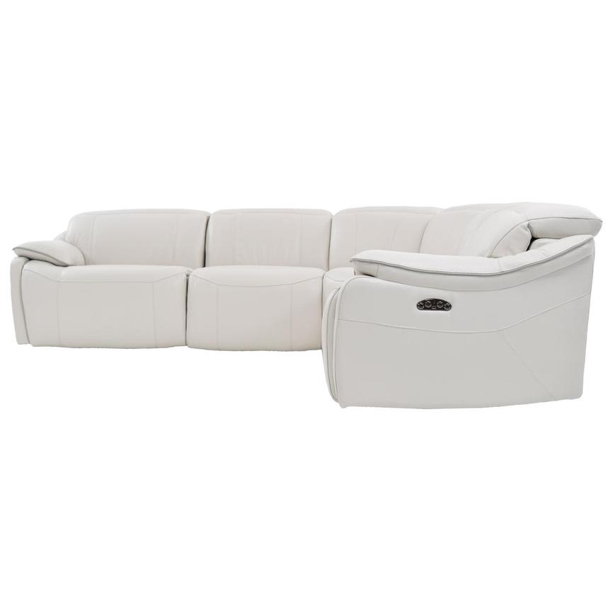 Austin Light Gray Leather Power Reclining Sectional with 4PCS/2PWR alternate image, 4 of 9 images.