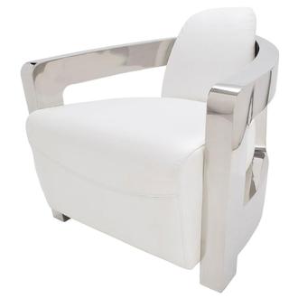 Aviator II White Leather Accent Chair
