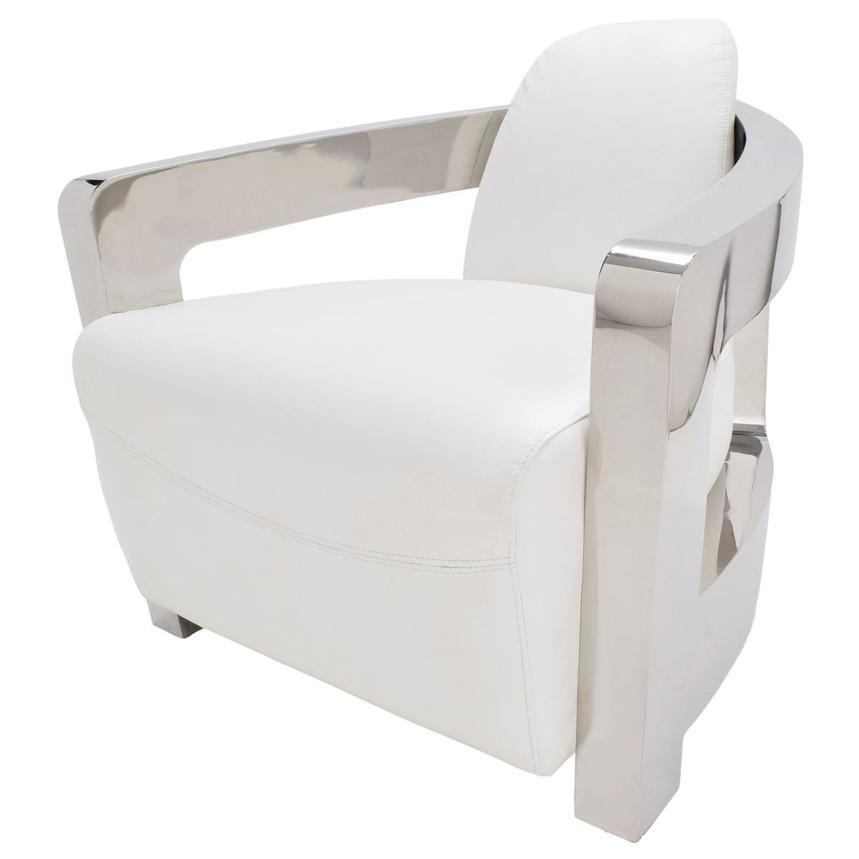 Aviator II White Leather Accent Chair main image, 1 of 7 images.