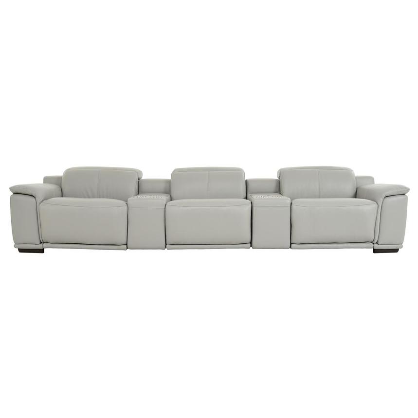 Davis 2.0 Light Gray Home Theater Leather Seating with 5PCS/3PWR  main image, 1 of 11 images.