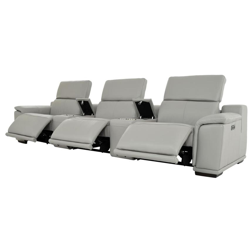 Davis 2.0 Silver Home Theater Leather Seating with 5PCS/3PWR  alternate image, 3 of 11 images.