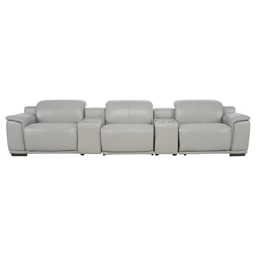 Davis 2.0 Silver Home Theater Leather Seating with 5PCS/2PWR  main image, 1 of 9 images.
