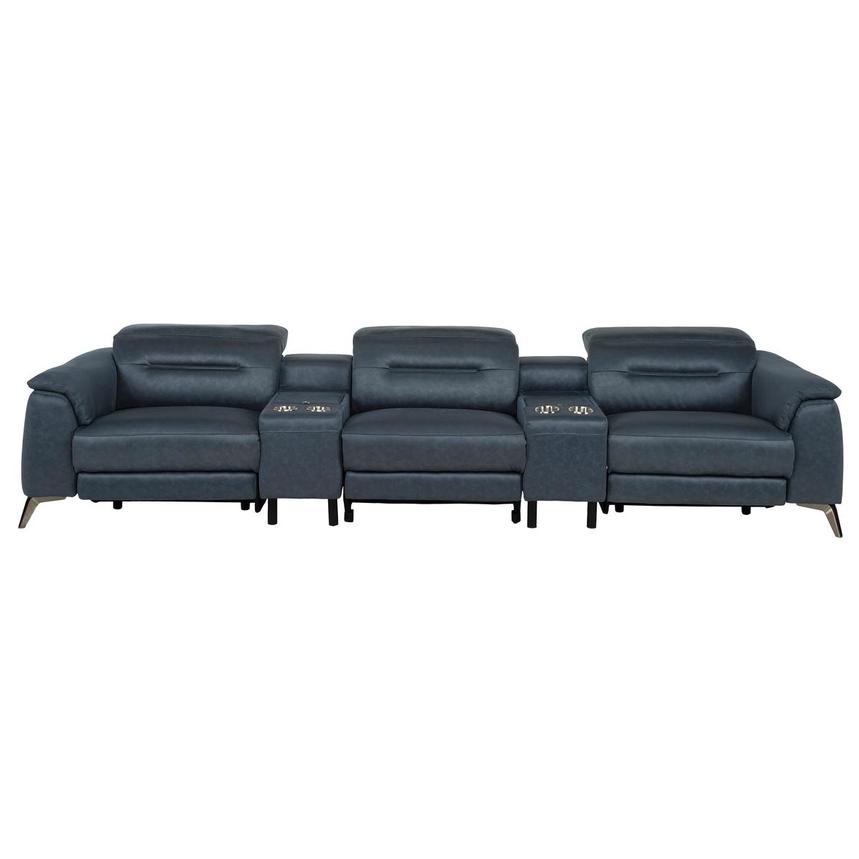 Claribel II Blue Home Theater Seating with 5PCS/2PWR  main image, 1 of 11 images.