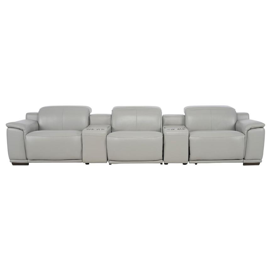 Davis 2.0 Silver Home Theater Leather Seating with 5PCS/3PWR main image, 1 of 9 images.