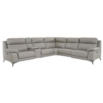 Barry Gray Leather Power Reclining Sectional with 6PCS/3PWR