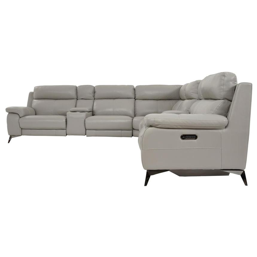 Barry Gray Leather Power Reclining Sectional with 7PCS/3PWR  alternate image, 5 of 14 images.