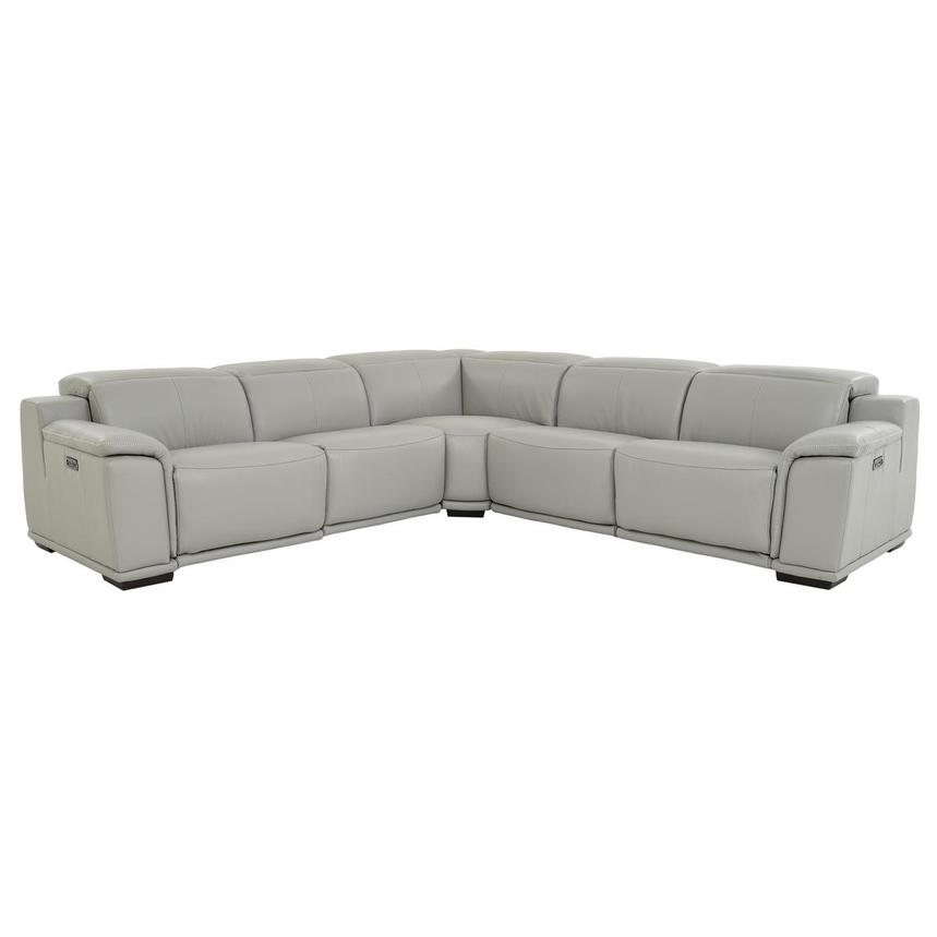 Davis 2.0 Light Gray Leather Power Reclining Sectional with 5PCS/3PWR  main image, 1 of 10 images.