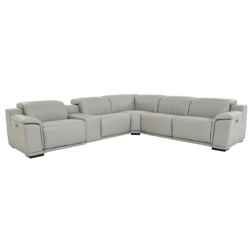 Davis 2.0 Light Gray Leather Power Reclining Sectional with 6PCS/2PWR  main image, 1 of 11 images.