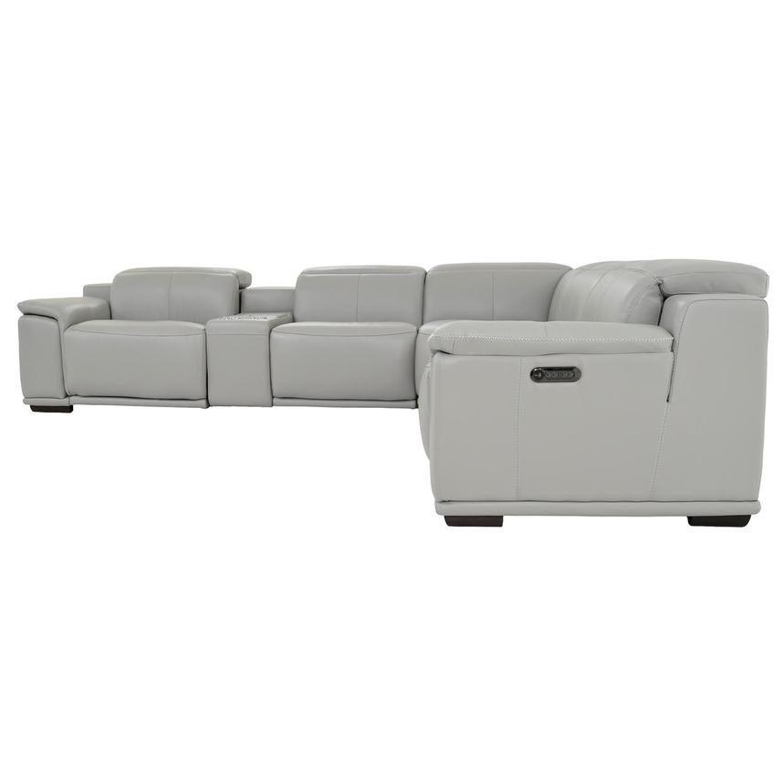 Davis 2.0 Silver Leather Power Reclining Sectional with 6PCS/2PWR  alternate image, 3 of 11 images.