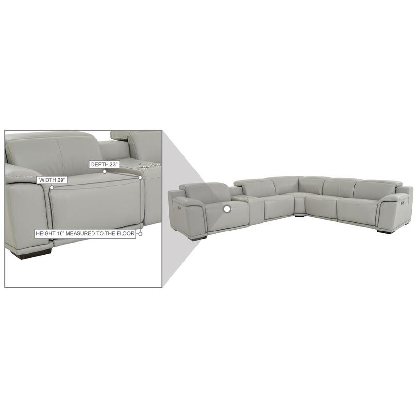 Davis 2.0 Light Gray Leather Power Reclining Sectional with 6PCS/2PWR  alternate image, 11 of 11 images.
