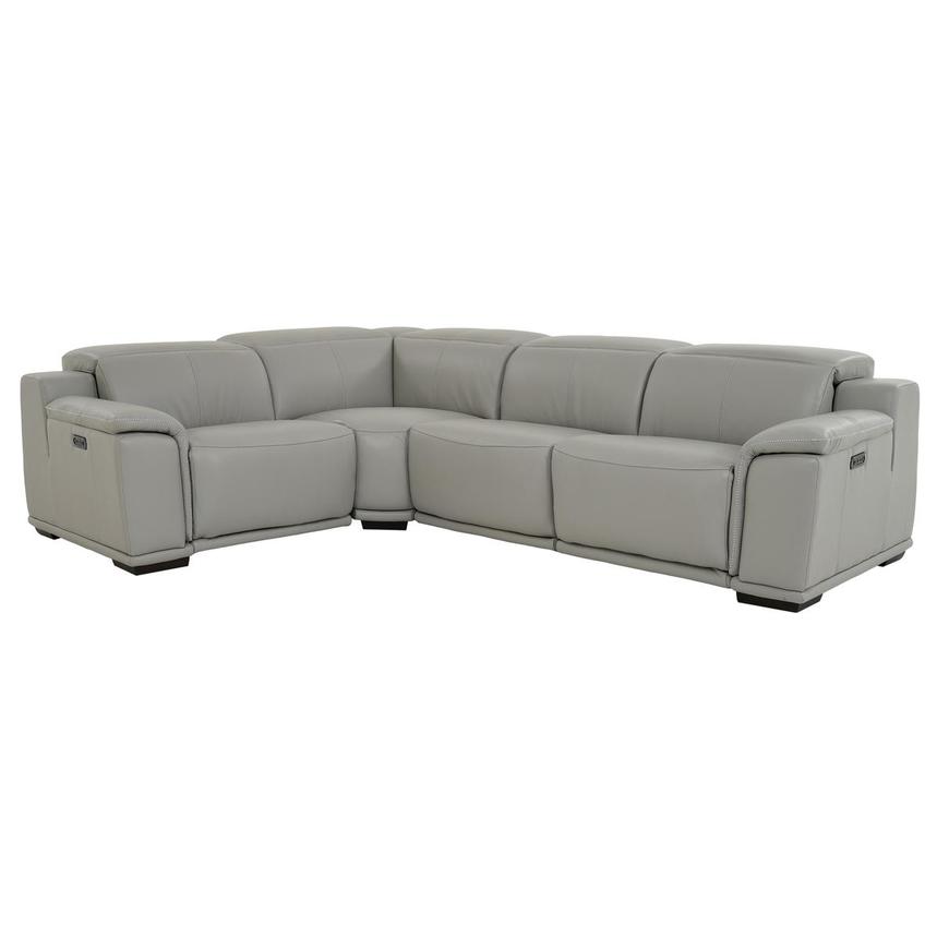 Davis 2.0 Light Gray Leather Power Reclining Sectional with 4PCS/2PWR  main image, 1 of 10 images.