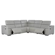 Davis 2.0 Silver Leather Power Reclining Sectional with 5PCS/2PWR  alternate image, 2 of 12 images.