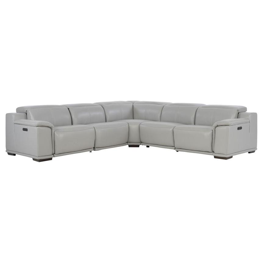 Davis 2.0 Silver Leather Power Reclining Sectional with 5PCS/2PWR  main image, 1 of 12 images.