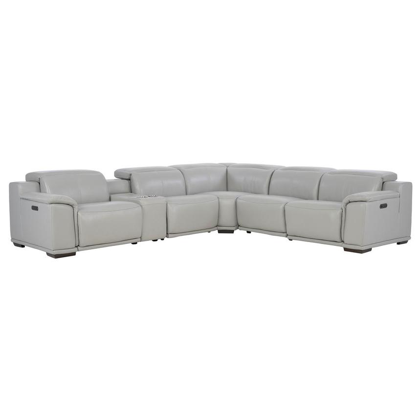 Davis 2.0 Silver Leather Power Reclining Sectional with 6PCS/2PWR  main image, 1 of 12 images.