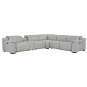 Davis 2.0 Silver Leather Power Reclining Sectional with 6PCS/2PWR  main image, 1 of 12 images.