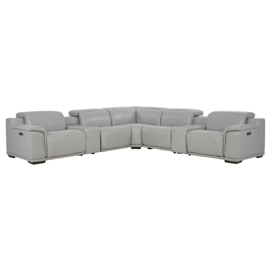 Davis 2.0 Silver Leather Power Reclining Sectional with 7PCS/3PWR  main image, 1 of 12 images.