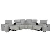 Davis 2.0 Silver Leather Power Reclining Sectional with 7PCS/3PWR  alternate image, 2 of 12 images.