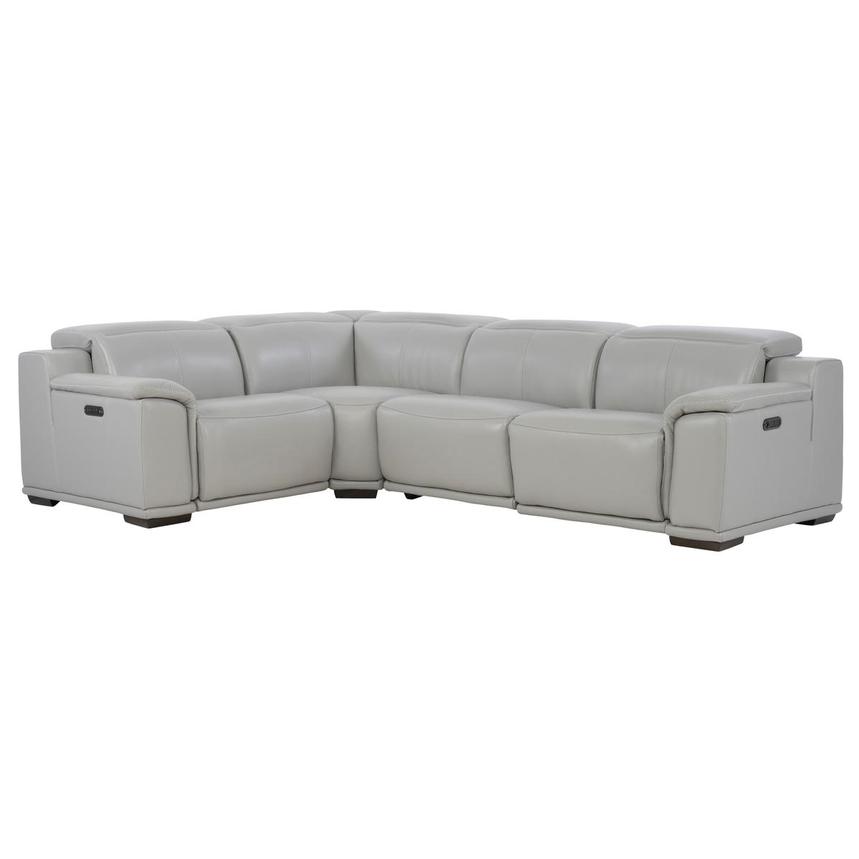 Davis 2.0 Silver Leather Power Reclining Sectional with 4PCS/2PWR  main image, 1 of 10 images.