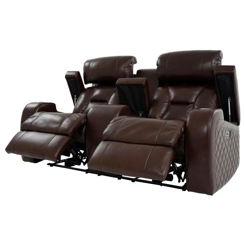 Gio Brown Leather Power Reclining Sofa w/Console  alternate image, 3 of 15 images.