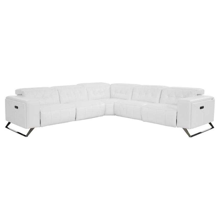 Anchi White Leather Power Reclining Sectional with 5PCS/3PWR  main image, 1 of 11 images.