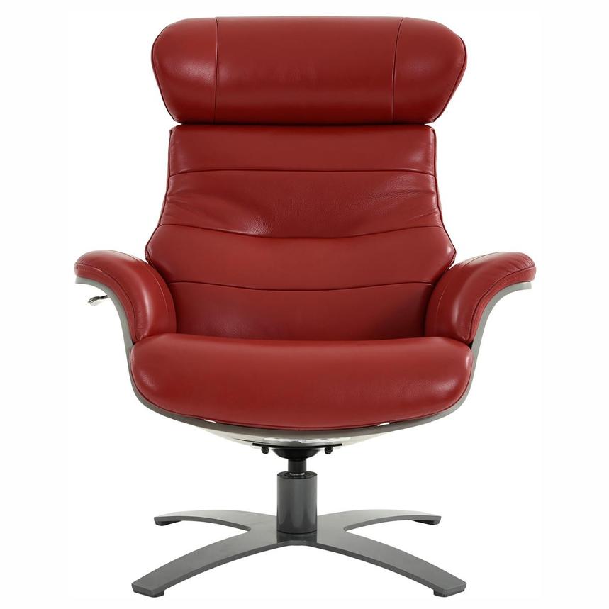 Enzo II Red Leather Swivel Chair  alternate image, 2 of 12 images.