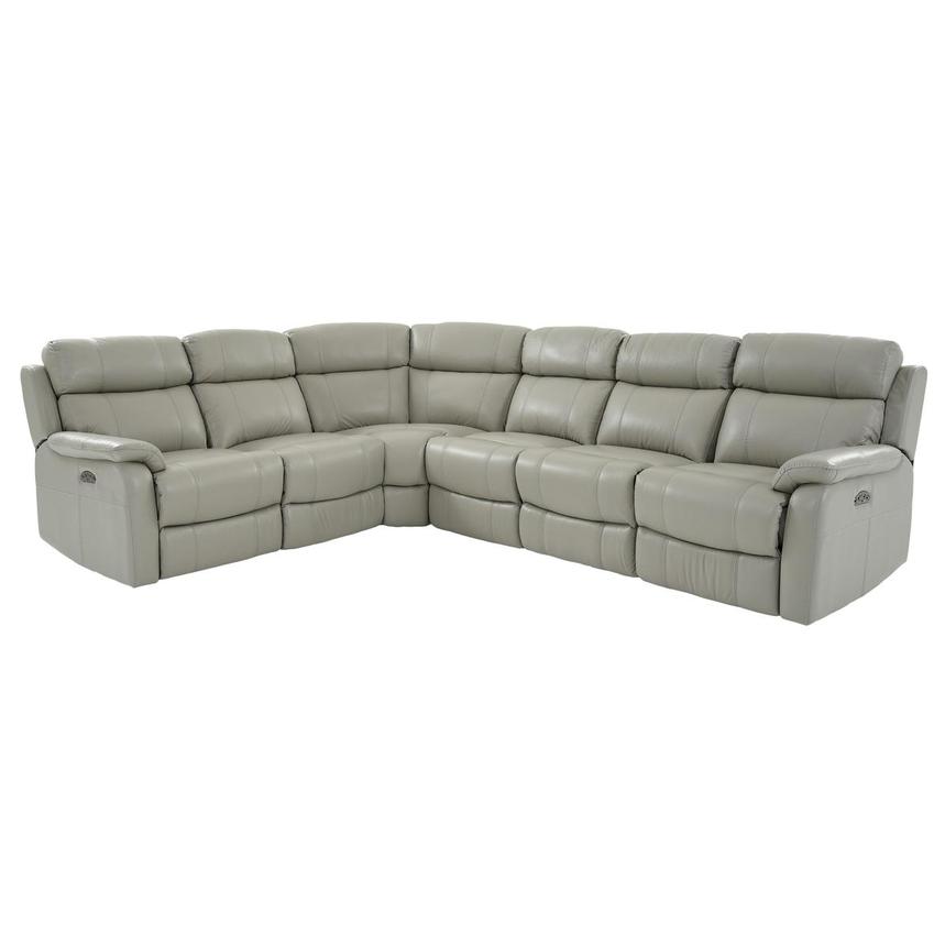 Ronald 2.0 Gray Leather Power Reclining Sectional with 6PCS/3PWR  main image, 1 of 8 images.