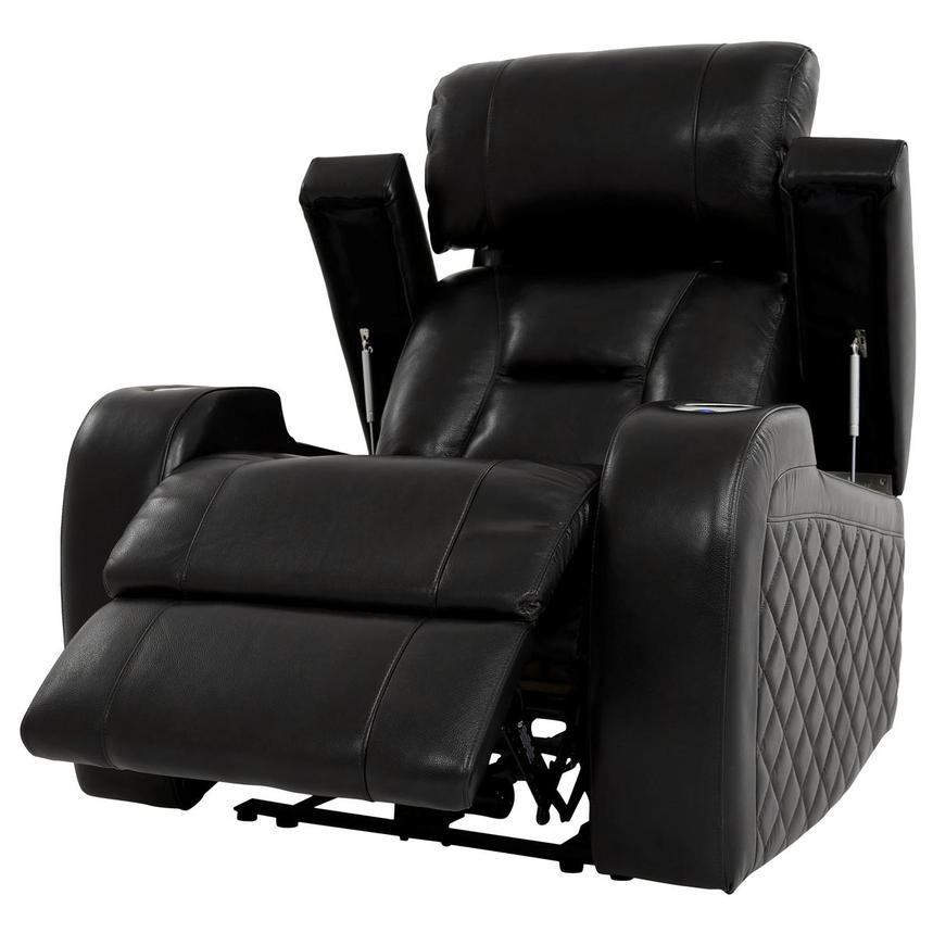 Gio Black Leather Power Recliner  alternate image, 3 of 14 images.