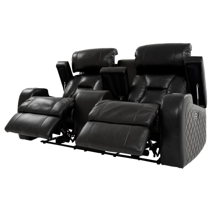 Gio Black Leather Power Reclining Sofa w/Console  alternate image, 3 of 15 images.