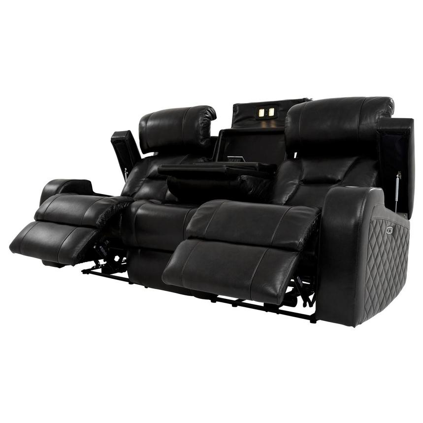 Black leather reclining sofa sale