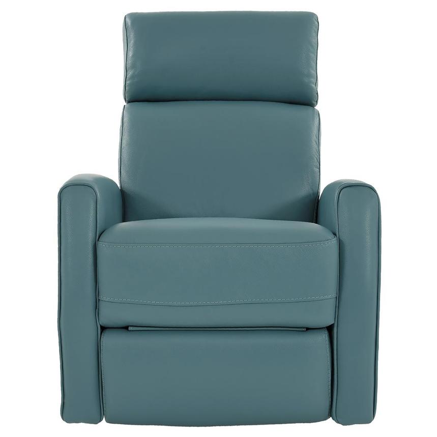 Lucca Blue Leather Power Recliner  main image, 1 of 9 images.