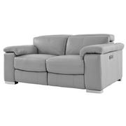 Charlie Light Gray Leather Power Reclining Loveseat  alternate image, 2 of 12 images.