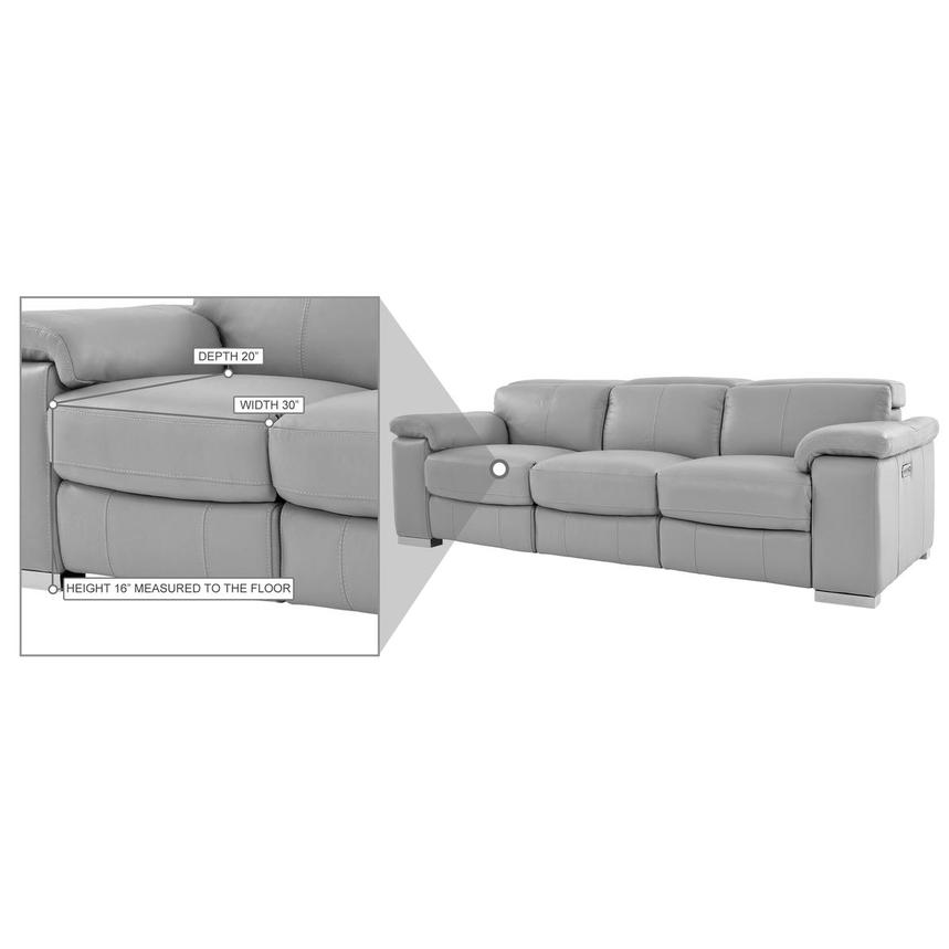 Charlie Light Gray Leather Power Reclining Sofa  alternate image, 12 of 12 images.