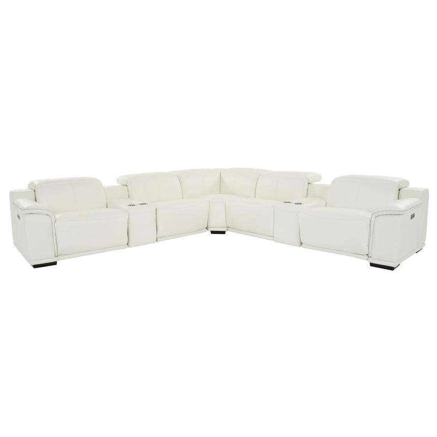 Davis 2.0 White Leather Power Reclining Sectional with 7PCS/3PWR  main image, 1 of 11 images.