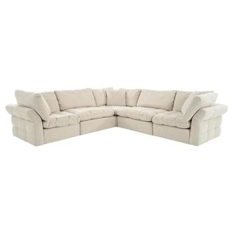 Francine Cream Corner Sofa with 5PCS/2 Armless Chairs