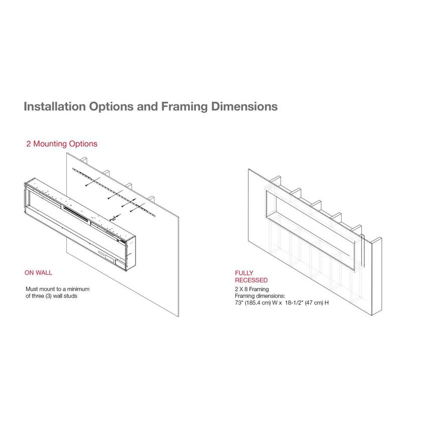 Teire Wall-Hanging Electric Fireplace w/Remote Control  alternate image, 3 of 3 images.
