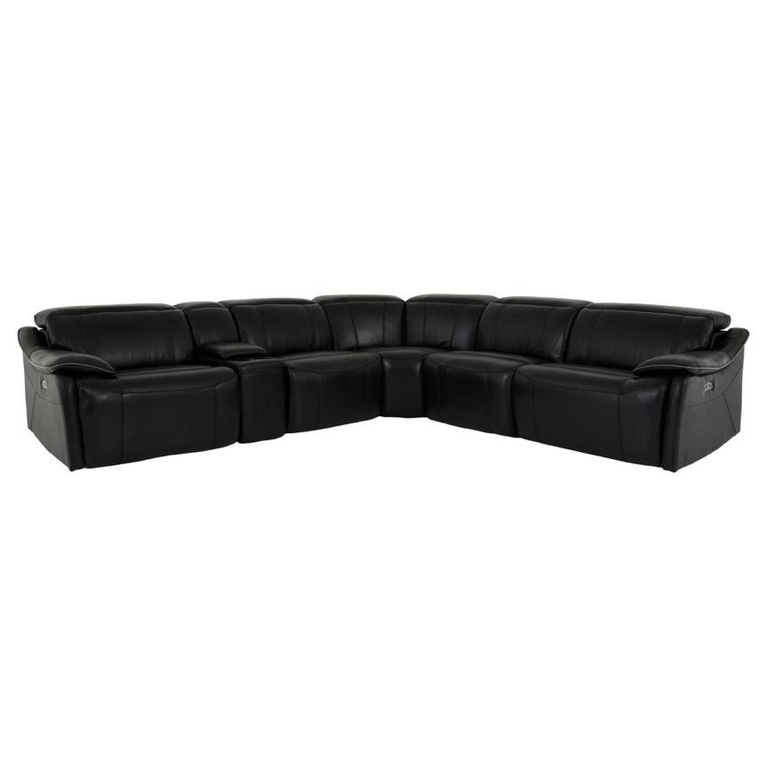 Austin Black Leather Power Reclining Sectional with 6PCS/2PWR  main image, 1 of 10 images.