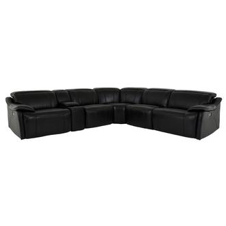 Austin Black Leather Power Reclining Sectional with 6PCS/2PWR