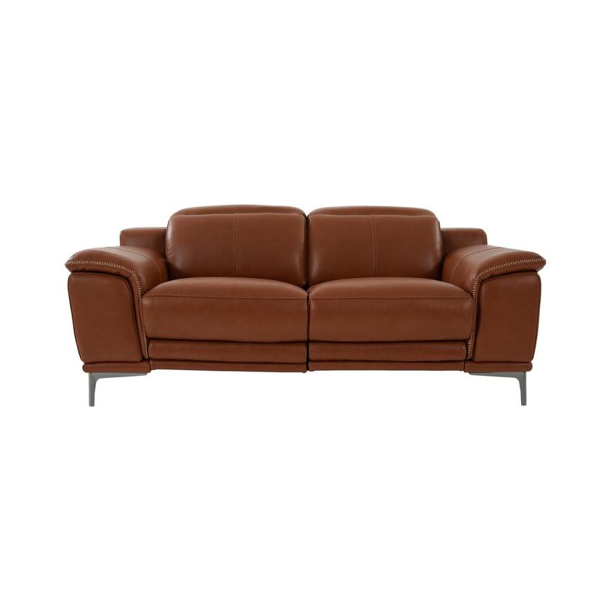 Katherine Tan Leather Power Reclining Loveseat  main image, 1 of 12 images.