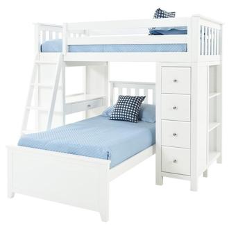 Haus White Twin Over Twin Bunk Bed w/Desk & Chest