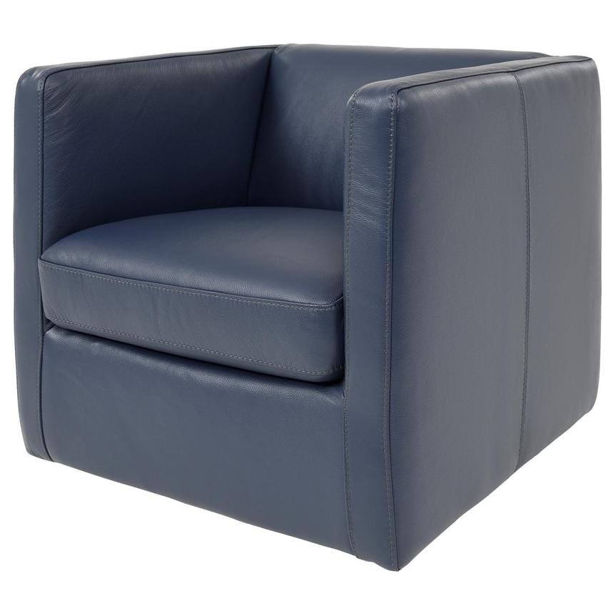 Cute Blue Leather Swivel Chair | El Dorado Furniture