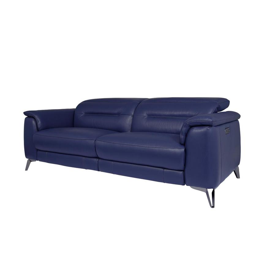 Anabel Blue Leather Power Reclining Sofa El Dorado Furniture