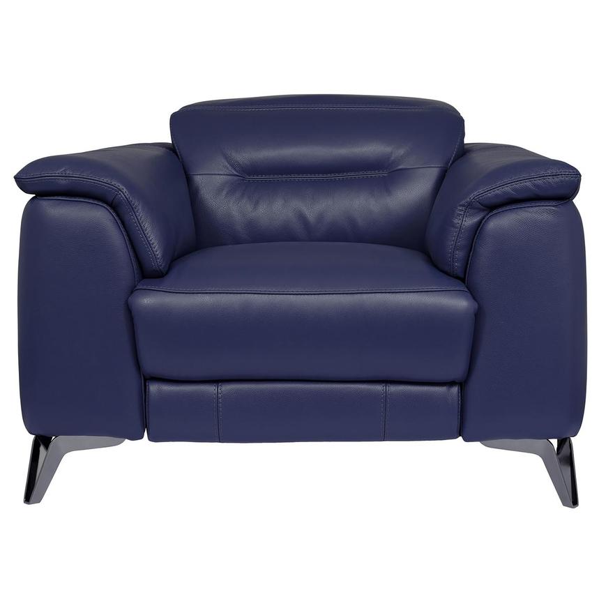Anabel Blue Leather Power Recliner  main image, 1 of 12 images.