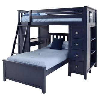 Haus Blue Twin Over Twin Bunk Bed w/Desk & Chest